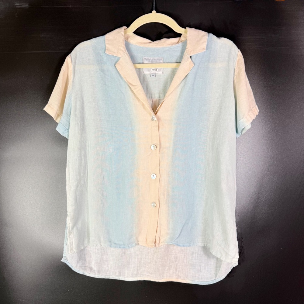 Rails Kona Top Ombre Linen Blend Shirt Short Sleeve Button‎ Up Pastel XS - Picture 4 of 8